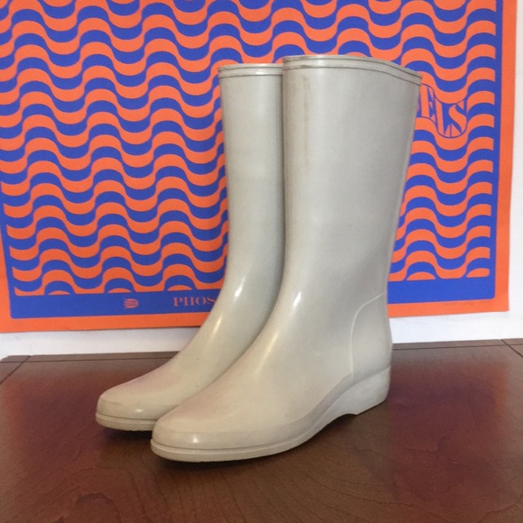 Brookline white rubber rain boots - Picture 2 of 8